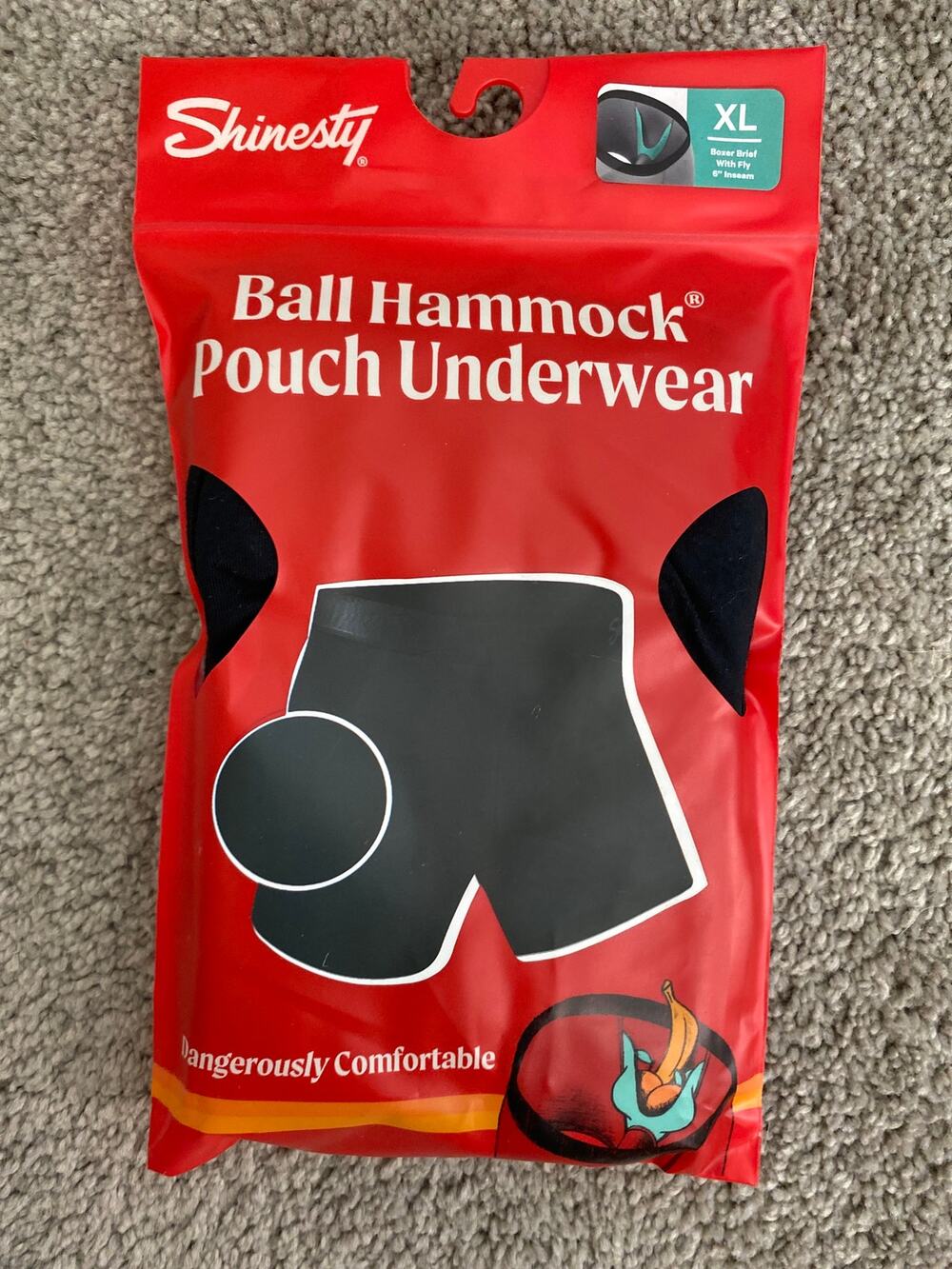 New Shinesty Ball Hammock Pouch Boxer Briefs Black 6" Inseam Men’s XL